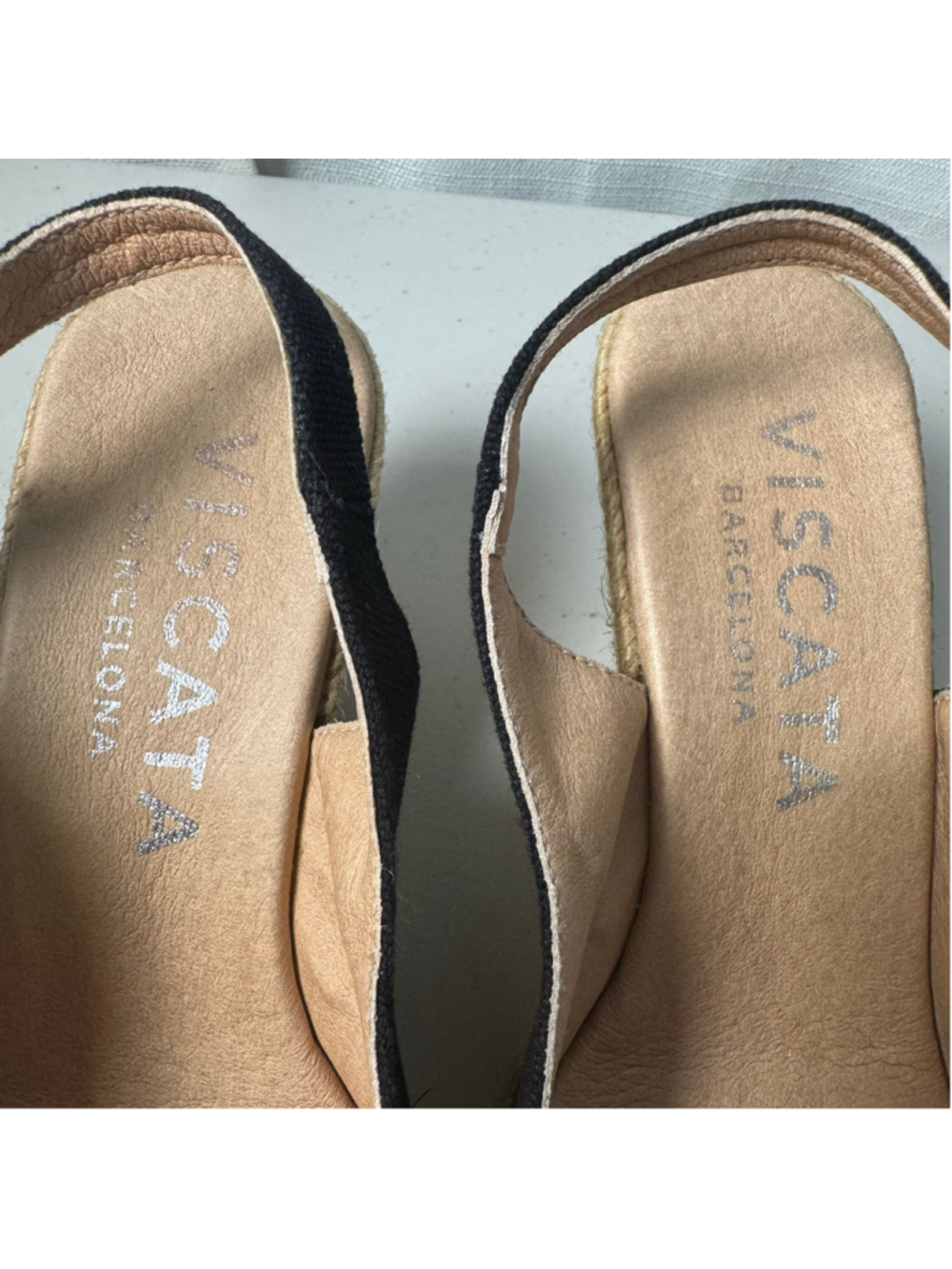 Women's Viscata Palomera Espadrille Wedge Sandals Size EU 37/US 6.5 Black Beige - Picture 5 of 13
